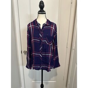 Rails Hunter Plaid Button Down Shirt Medium Navy Ruby White